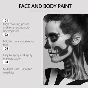 Effet de maquillage squelette professionnel avec palette de peinture corps et visage
