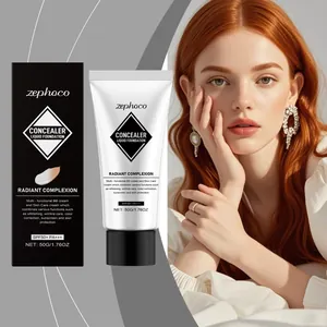 Macro view of ZEPHOCO color changing concealer liquid foundation packaging and model