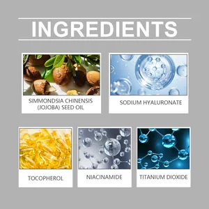 Detailed view of key skincare ingredients including Niacinamide and Hyaluronic Acid