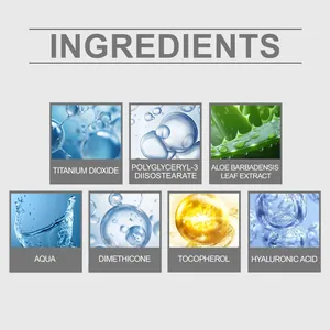 Detailed macro shots of foundation ingredients like hyaluronic acid, aloe vera, and tocopherol