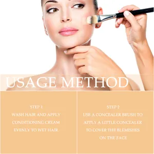 Usage guide for long-lasting moisturizing double-ended concealer shown on model face