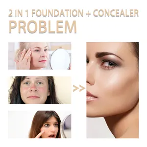 Full coverage 2-in-1 foundation and concealer concealing wrinkles, redness and dark circles