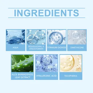 Detailed infographic showcasing key ingredients including hyaluronic acid and aloe vera