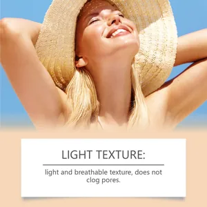 Nahaufnahme einer Frau im Sonnenhut, die die leichte und atmungsaktive BB Cream betont