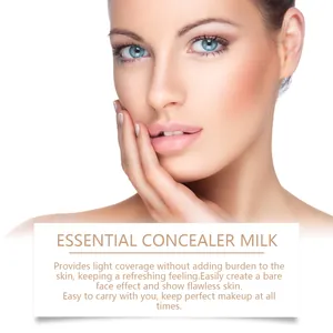 Close-up detail of flawless skin texture highlighting the essential concealer milk