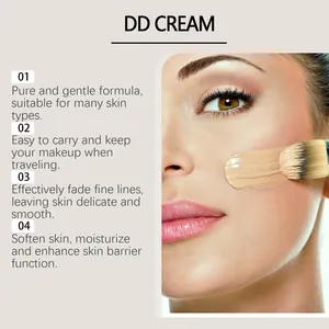 Detailed view of DD cream application on face with a cosmetic brush for smooth skin