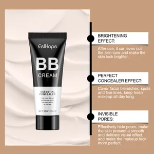 EelHope BB cream detail showing brightening, concealer, and pore minimizing benefits.