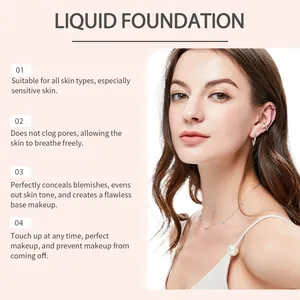 Professional model with flawless skin showing moisturizing liquid foundation makeup finish