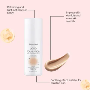 Zephoco lightweight liquid foundation in ivory white for a smooth moisturizing finish