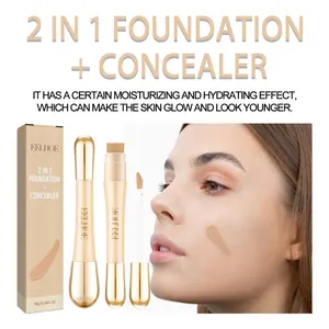 Professional close-up view showing smooth texture of 2-in-1 concealer stick on model face