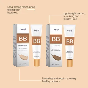 Detailansicht der feuchtigkeitsspendenden HOYGI BB-Creme SPF 30 in Natur- und Weizentönen