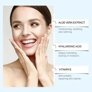 Detail view showing nourishing ingredients: Aloe Vera, Hyaluronic Acid, and Vitamin E benefits.
