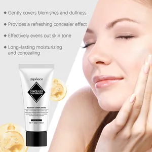 Detail view of Zephoco concealer liquid foundation on face for radiant complexion