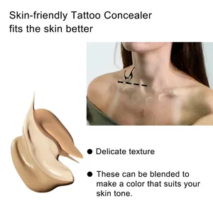 Primo piano della texture del correttore per tatuaggi e della copertura sulla pelle.