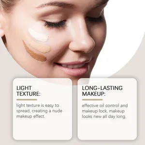 Close-up view of foundation swatches on facial skin showing long-lasting makeup texture.