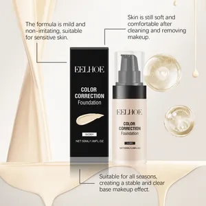 Detail view of EELHOE color correction foundation with mild formula and ivory finish.