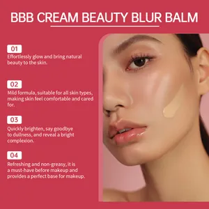 Close-up of Asian model showing moisturizing BB cream texture on cheek for natural glow