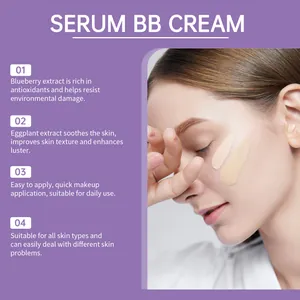 Detalle de texturas de suero BB cream hidratante en piel con acabado
