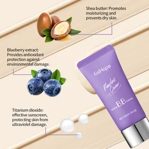 Detalle de EelHope Serum BB Cream con ingredientes como manteca de karité y extracto de arándano