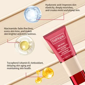 Detail view of EelHope BB Cream with Hyaluronic acid, Niacinamide and Vitamin E benefits.