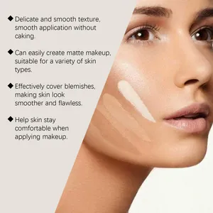 Close-up of matte foundation liquid swatches on skin demonstrating flawless coverage.