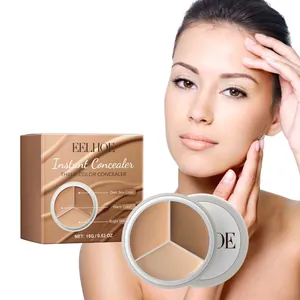 EELHOE three-color concealer palette showing natural skin shades and packaging details