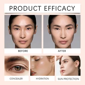Moisturizing matte foundation efficacy showing concealer, hydration, and sun protection detail