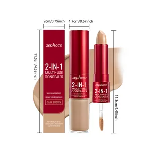 Dimensions du correcteur 2-en-1 Zephoco avec détail de la texture de couleur marron foncé