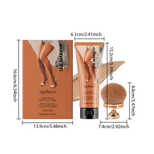 Dimensioni del set crema trucco gambe ZEPHOCO con pennello per fondotinta e tubetto 100g