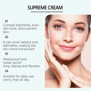 Detail view of high-performance full coverage matte concealer cream with product benefits