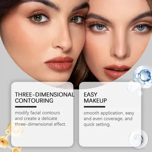Close-up shot showing three-dimensional contouring and smooth makeup effect on face