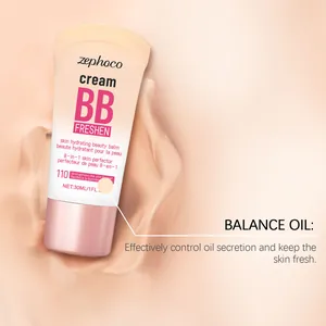 Detalles de la BB cream mate Zephoco que muestra el control de grasa y textura cremosa.