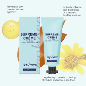 Detail view of Zephoco matte concealer cream with product texture and packaging.
