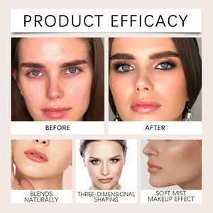 Before and after makeup comparison showing the soft mist effect of the contour stick