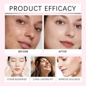 Before and after comparison of lightweight concealer cream showing blemish coverage