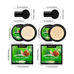 Λεπτομερείς διαστάσεις της Zephoco Snail Collagen CC Cream με απλικατέρ σφουγγαράκι