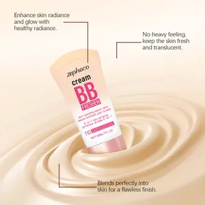 Vue détaillée du tube de crème BB hydratante Zephoco sur un fond de crème onctueuse