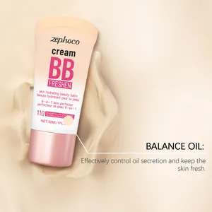 Gros plan détaillé du tube de BB crème ZEPHOCO avec texte formule perfecteur 8-en-1