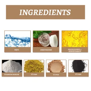 Vista detallada de los ingredientes de la crema BB: aqua, dimeticona, dióxido de titanio y minerales