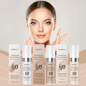 Professionelle Detailansicht der ZEPHOCO Foundation mit vollem Deckkraft und SPF 50.