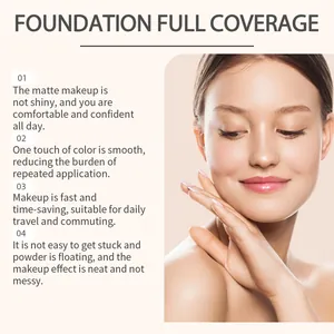 Nahaufnahme eines Models, das das matte Finish einer deckenden Foundation zeigt