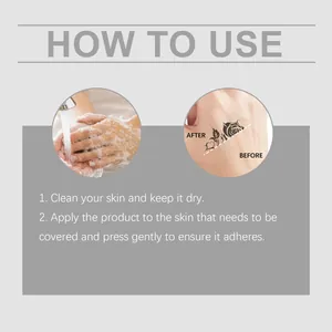 Clear step-by-step instructions showing how to apply the waterproof tattoo concealer patch.