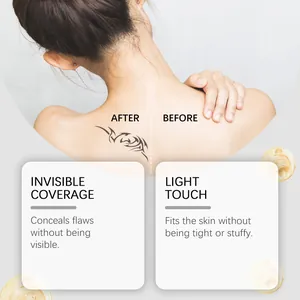 Detail of invisible tattoo concealer patch showing seamless coverage on skin.