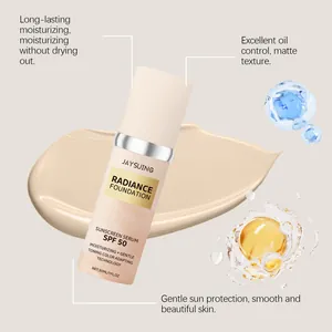 Λεπτομερής προβολή του Jaysuing Radiance Foundation SPF 50 που δείχνει υφή και ενυδάτωση