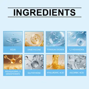 Lista detallada de ingredientes con Aqua, Ácido Hialurónico y Vitamina C