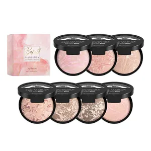 Zephoco Baked Foundation set featuring seven marbled shades for a lightweight matte finish