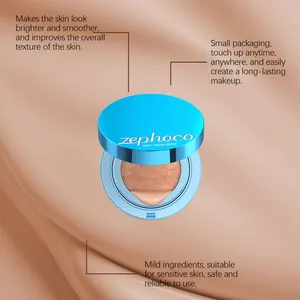 Detalle de la base cushion mate Zephoco para un acabado natural y piel suave
