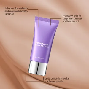 Detail of moisturizing serum BB cream tube for dark skin with natural matte finish