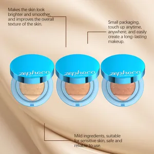 Dettaglio del fondotinta cushion Zephoco matte su sfondo crema levigato