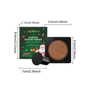 Dimensiones completas de la caja de crema Zephoco y el aplicador de esponja de hongo